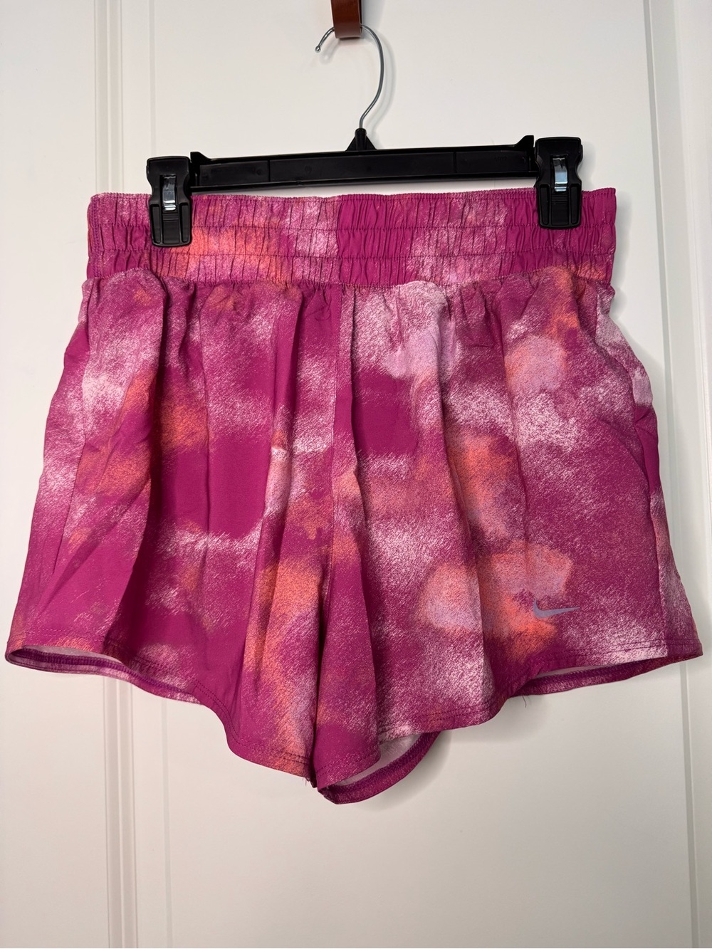Nike Women's Pink & Orange Tie-Dye Athletic Shorts